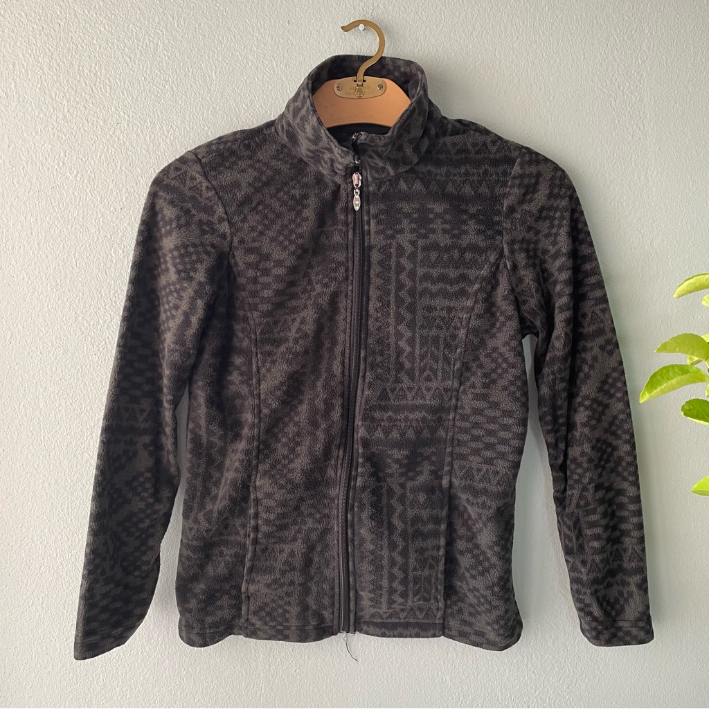 5/$15 Unbranded | Black & Olive Fleece Zip-Up Jacket